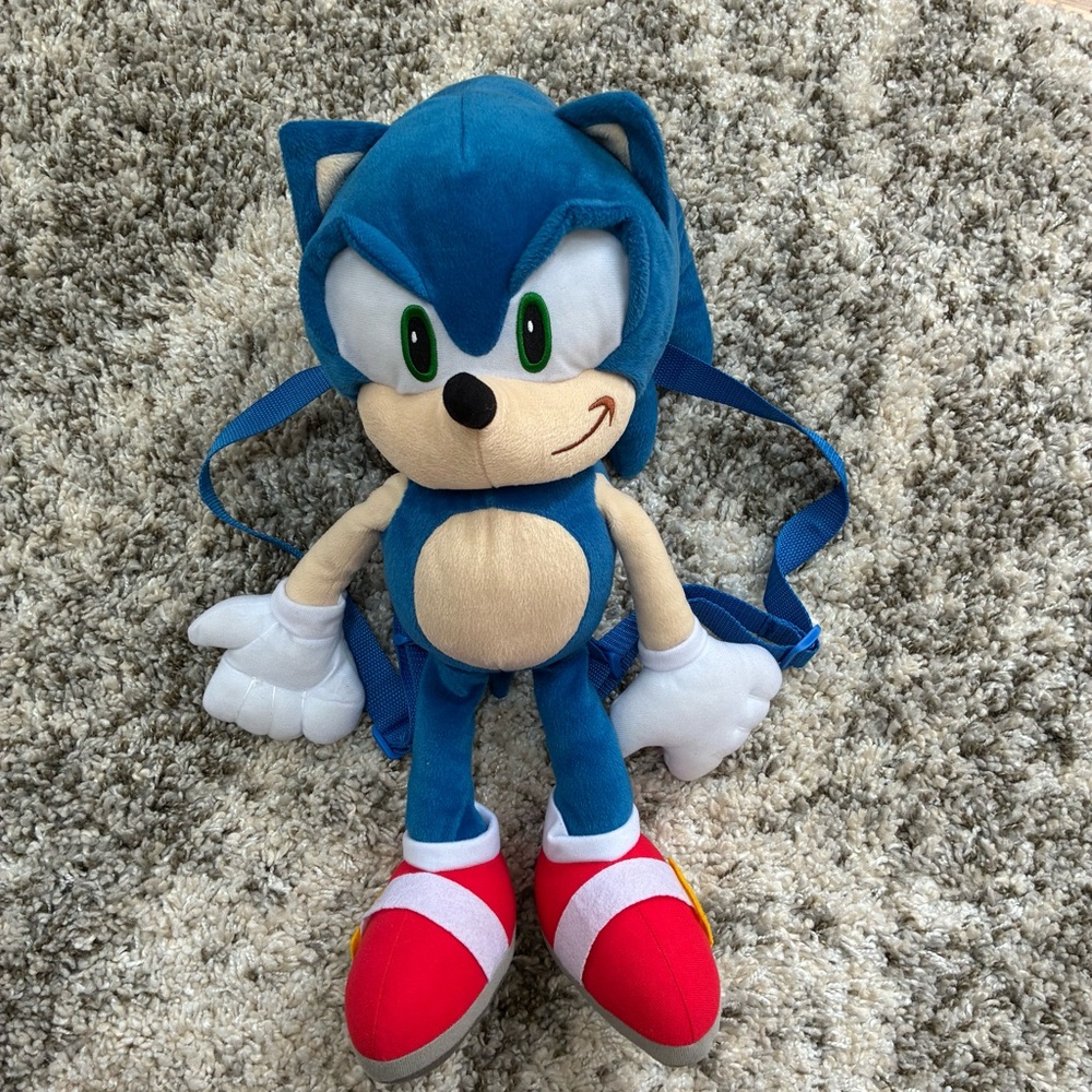 Sonic the Hedgehog Plush Backpack 18"